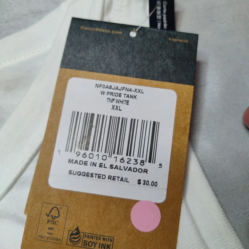 NORTH FACE PRIDE Women 2XL White Sleeveless Tank Top‎ NEW